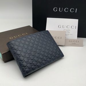 GUCCI Dark Navy GG Leather Wallet